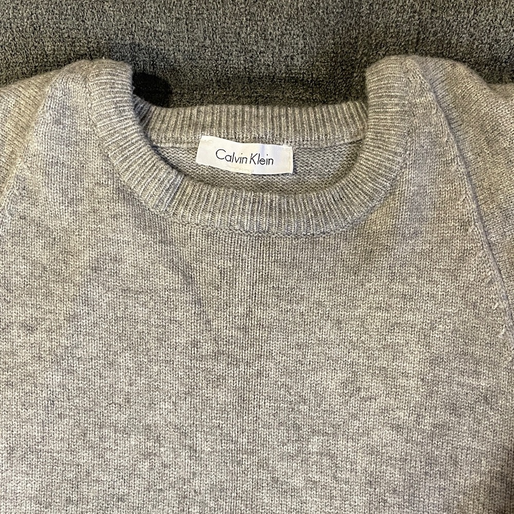 Calvin Klein sweater one piece with an attached cape. Warm and cozy Pretty grey